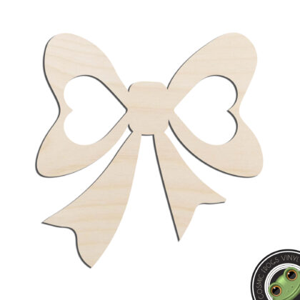 Ribbon Bow with Hearts #2 Laser Cut Out Unfinished Wood Shape Craft Supply