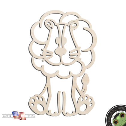 Lion Outline Laser Cut Out Unfinished Wood Shape Craft Supply Kids Room Wall Decor