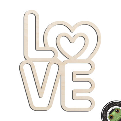 Love Text Words #6 Laser Cut Out Unfinished Wood Shape Craft Supply