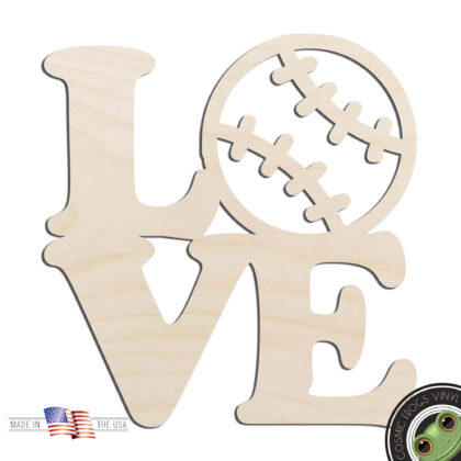 Love Baseball Laser Cut Out Unfinished Wood Shape DIY Craft Wall Decor