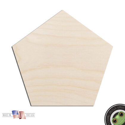 Pentagon Laser Cut Out Unfinished Wood Shape DIY Craft