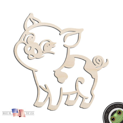 Pig Outline Laser Cut Out Unfinished Wood Shape Craft Supply Kids Room Wall Decor