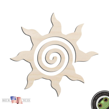 Spiral Sun Laser Cut Out Unfinished Wood Shape DIY Craft Wall Decor