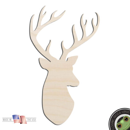 Deer Head #4 Buck Laser Cut Out Unfinished Wood Shape Craft Supply