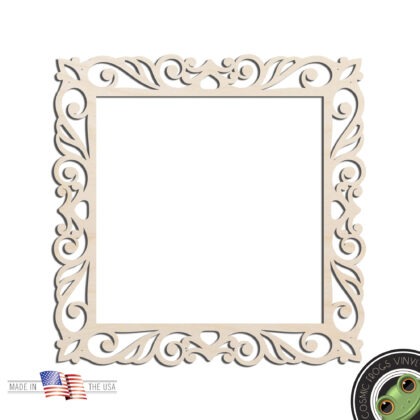 Square Frame Photo Mirror Laser Cut Out Unfinished Wood Shape Craft Supply