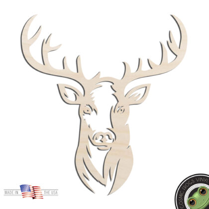 Deer Head #1 Buck Laser Cut Out Unfinished Wood Shape Craft Supply