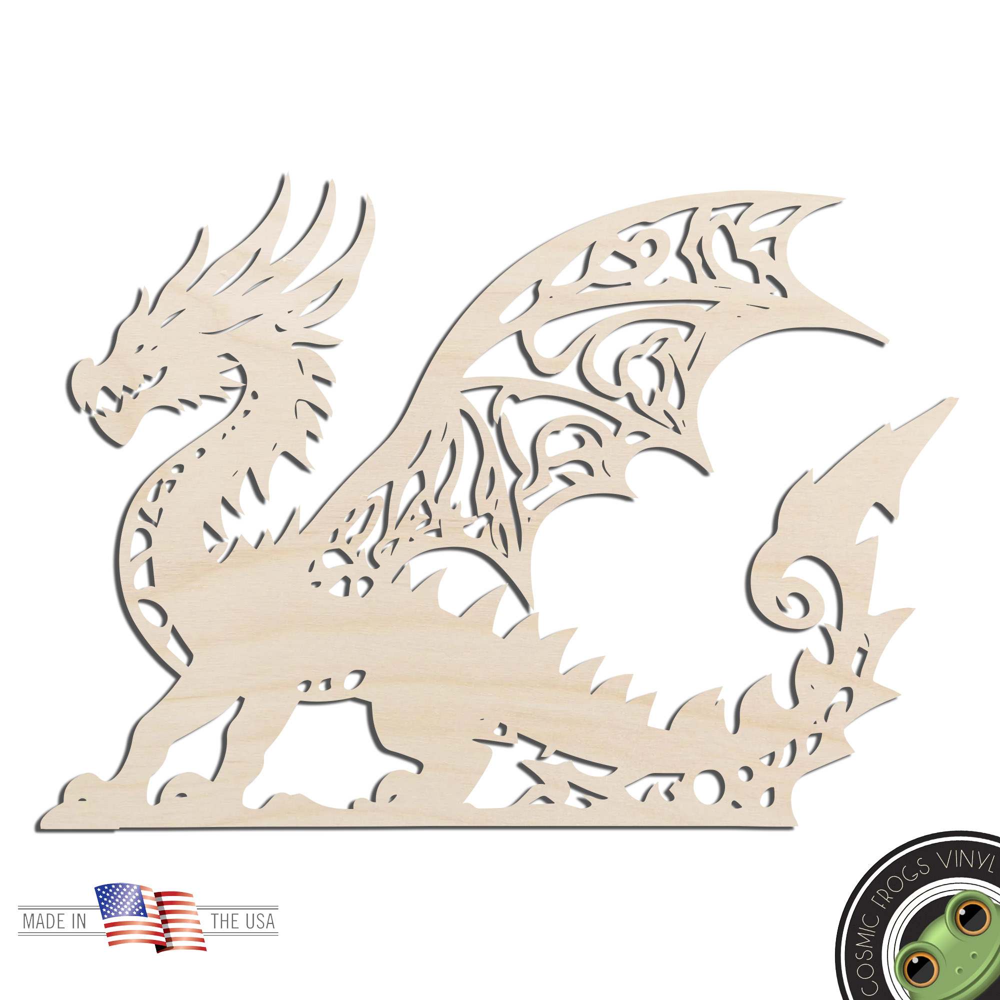 Dragon #8 Laser Cut Out Unfinished Wood Shape Craft Supply