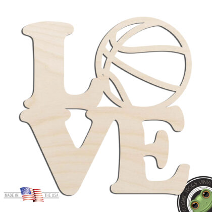 Love Basketball Laser Cut Out Unfinished Wood Shape Craft Supply