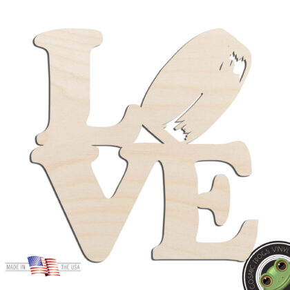 Love Hockey Laser Cut Out Unfinished Wood Shape Craft Supply