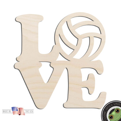 Love Volleyball Laser Cut Out Unfinished Wood Shape Craft Supply