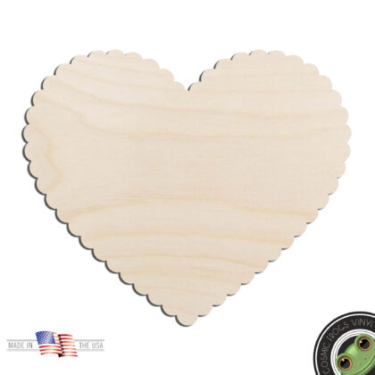Scalloped Heart Laser Cut Out Unfinished Wood Shape Craft Supply