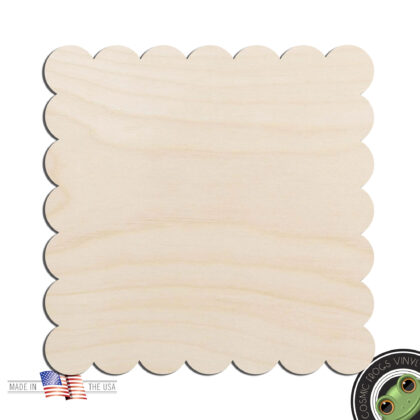 Scalloped Square Laser Cut Out Unfinished Wood Shape Craft Supply