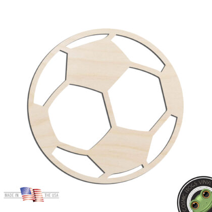 Soccer Ball Laser Cut Out Unfinished Wood Shape Craft Supply