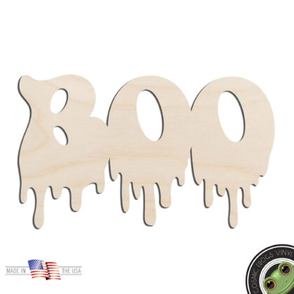 Boo Dripping Text Word Halloween Laser Cut Out Unfinished Wood Shape Craft Supply