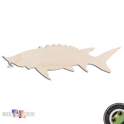 Sturgeon Fish #1 Laser Cut Out Unfinished Wood Shape Craft Supply