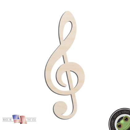 Treble Clef Music Laser Cut Out Unfinished Wood Shape DIY Craft