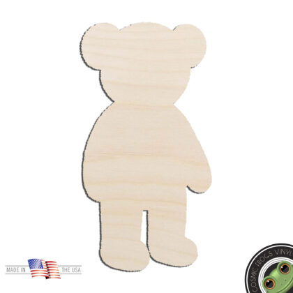 Teddy Bear #2 Fuzzy Bear Standing Laser Cut Out Unfinished Wood Shape Craft Supply