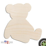 Teddy Bear #3 Fuzzy Bear Sitting Laser Cut Out Unfinished Wood Shape Craft Supply