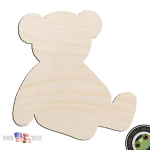 Teddy Bear #3 Fuzzy Bear Sitting Laser Cut Out Unfinished Wood Shape Craft Supply