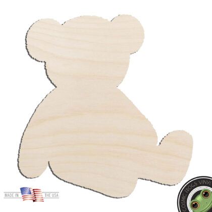 Teddy Bear #3 Fuzzy Bear Sitting Laser Cut Out Unfinished Wood Shape Craft Supply