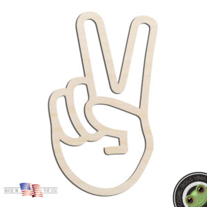 Peace Hand Gesture Laser Cut Out Unfinished Wood Shape Craft Supply