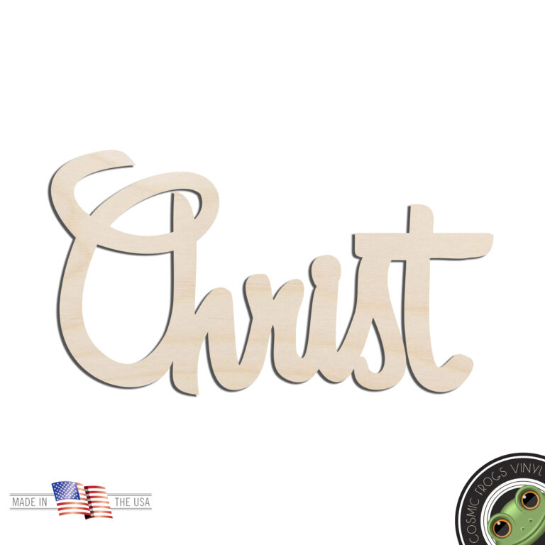 Christ Word Text Laser Cut Out Unfinished Wood Shape Craft Supply