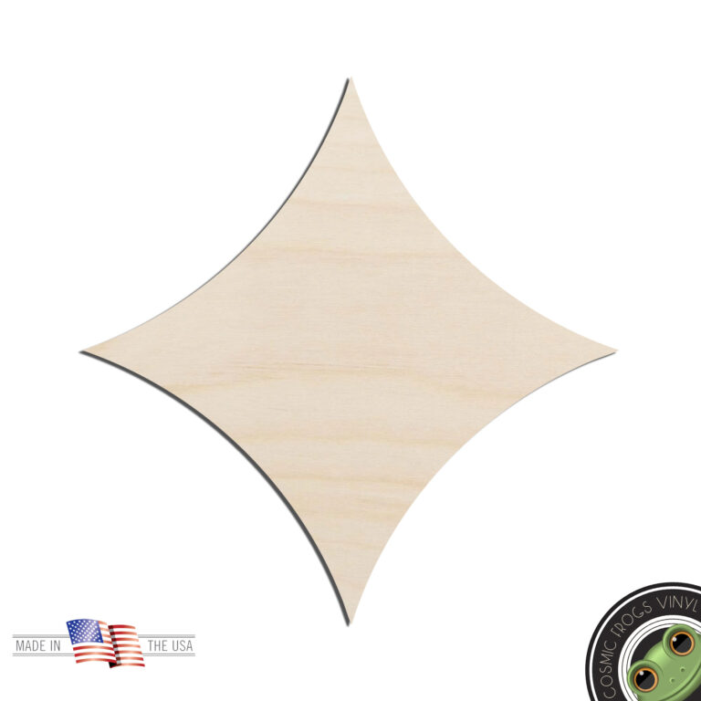 Star 4 Point Laser Cut Out Unfinished Wood Shape Craft Supply