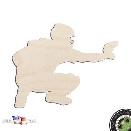 Baseball Player #3 Catcher Laser Cut Out Unfinished Wood Shape Craft Supply