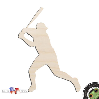Baseball Player #4 Batter Laser Cut Out Unfinished Wood Shape Craft Supply