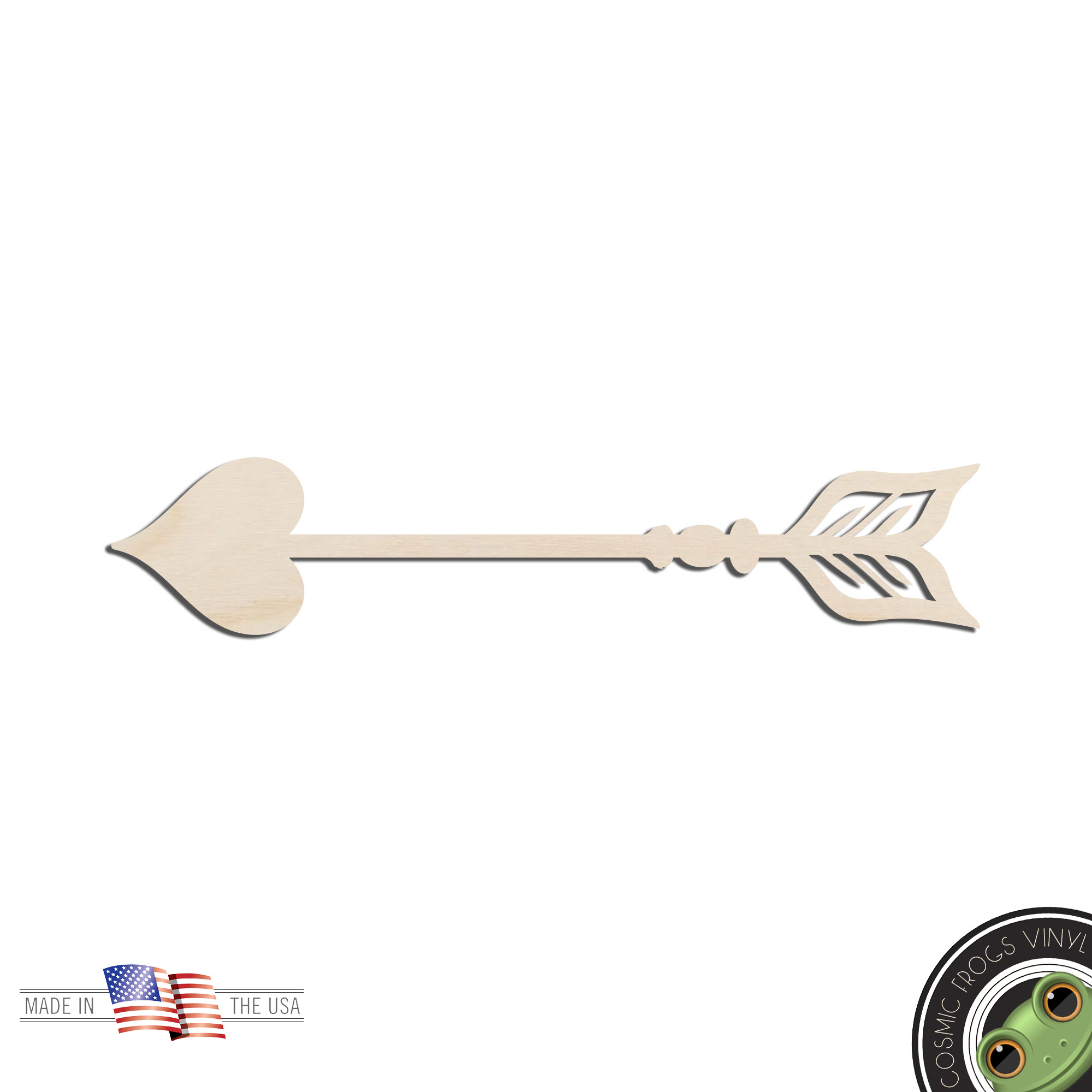 Cupids Arrow Valentine Laser Cut Out Unfinished Wood Shape Craft Supply