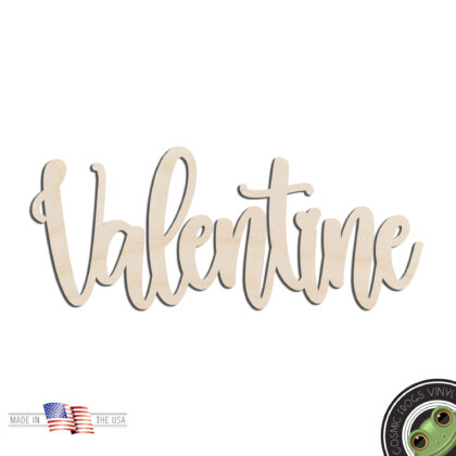 Valentine Text Word Laser Cut Out Unfinished Wood Shape Craft Supply