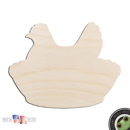 Chicken Hen on Nest #1 Laser Cut Out Unfinished Wood Shape Craft Supply