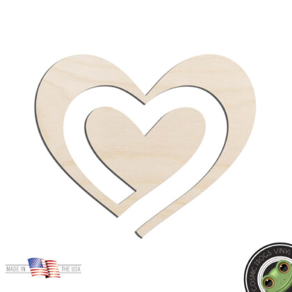 Double Heart Laser Cut Out Unfinished Wood Shape Craft Supply