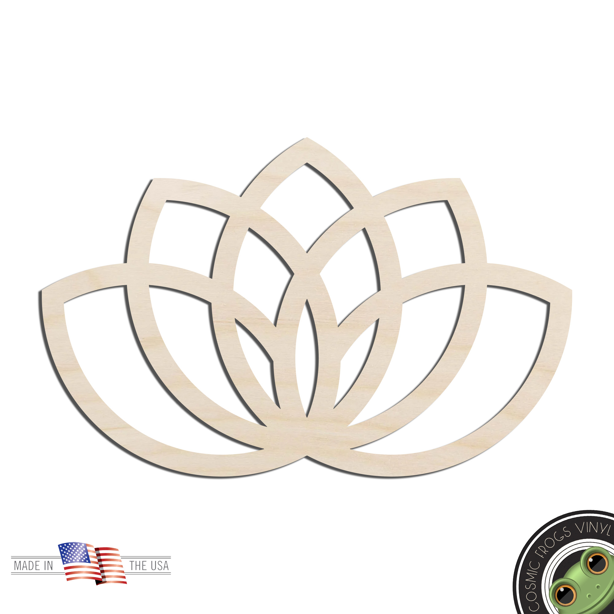 Lotus Flower #2 Laser Cut Out Unfinished Wood Shape Craft Supply