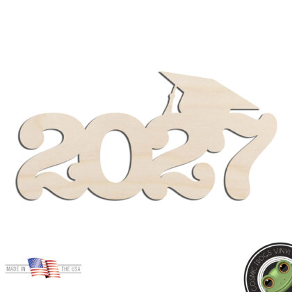 2027 Graduation Cap Laser Cut Out Unfinished Wood Shape Craft Supply