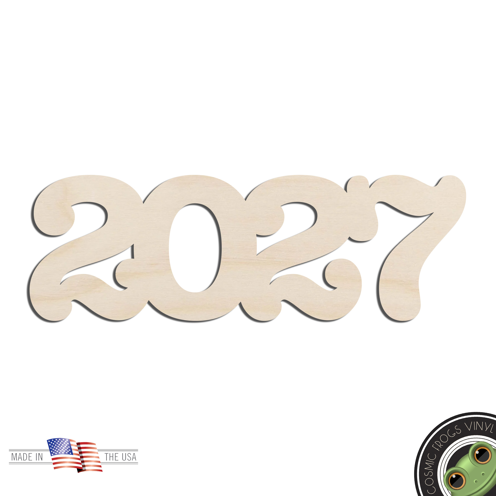 2027 Year Laser Cut Out Unfinished Wood Shape Craft Supply
