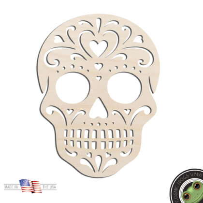 Sugar Skull Laser Cut Out Unfinished Wood Shape Craft Supply