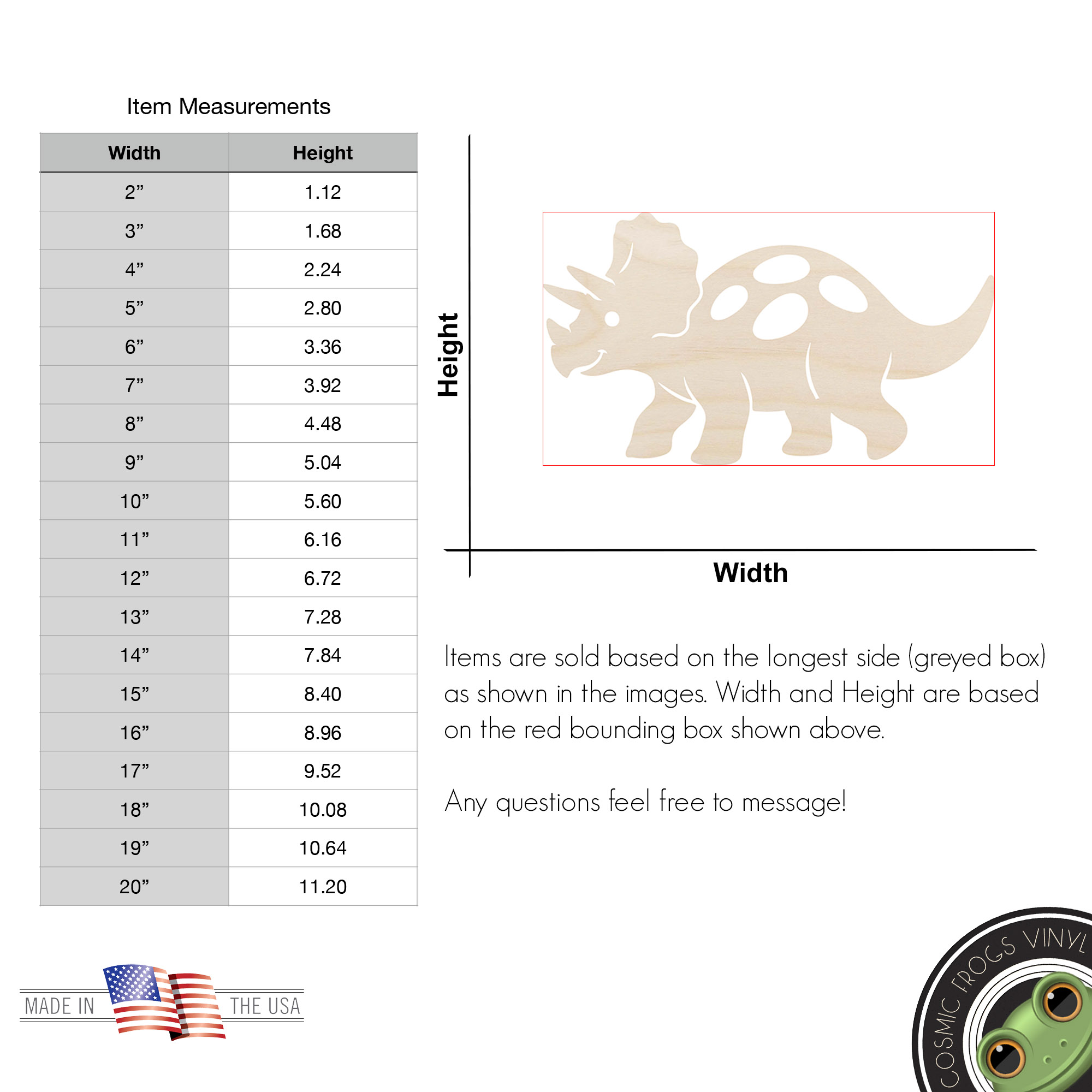 Baby Triceratops Dinosaur Laser Cut Out Unfinished Wood Shape Craft Supply