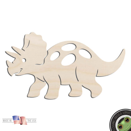 Baby Triceratops Dinosaur Laser Cut Out Unfinished Wood Shape Craft Supply