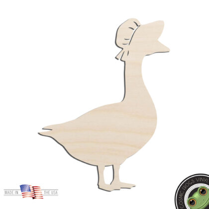 Goose in a Bonnet Laser Cut Out Unfinished Wood Shape Craft Supply
