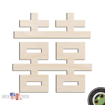 Double Happiness Chinese Symbol Laser Cut Out Unfinished Wood Shape Craft Supply