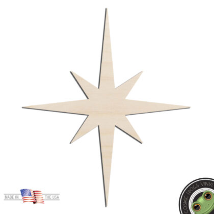Mid Century Modern Star MCM Laser Cut Out Unfinished Wood Shape Craft Supply