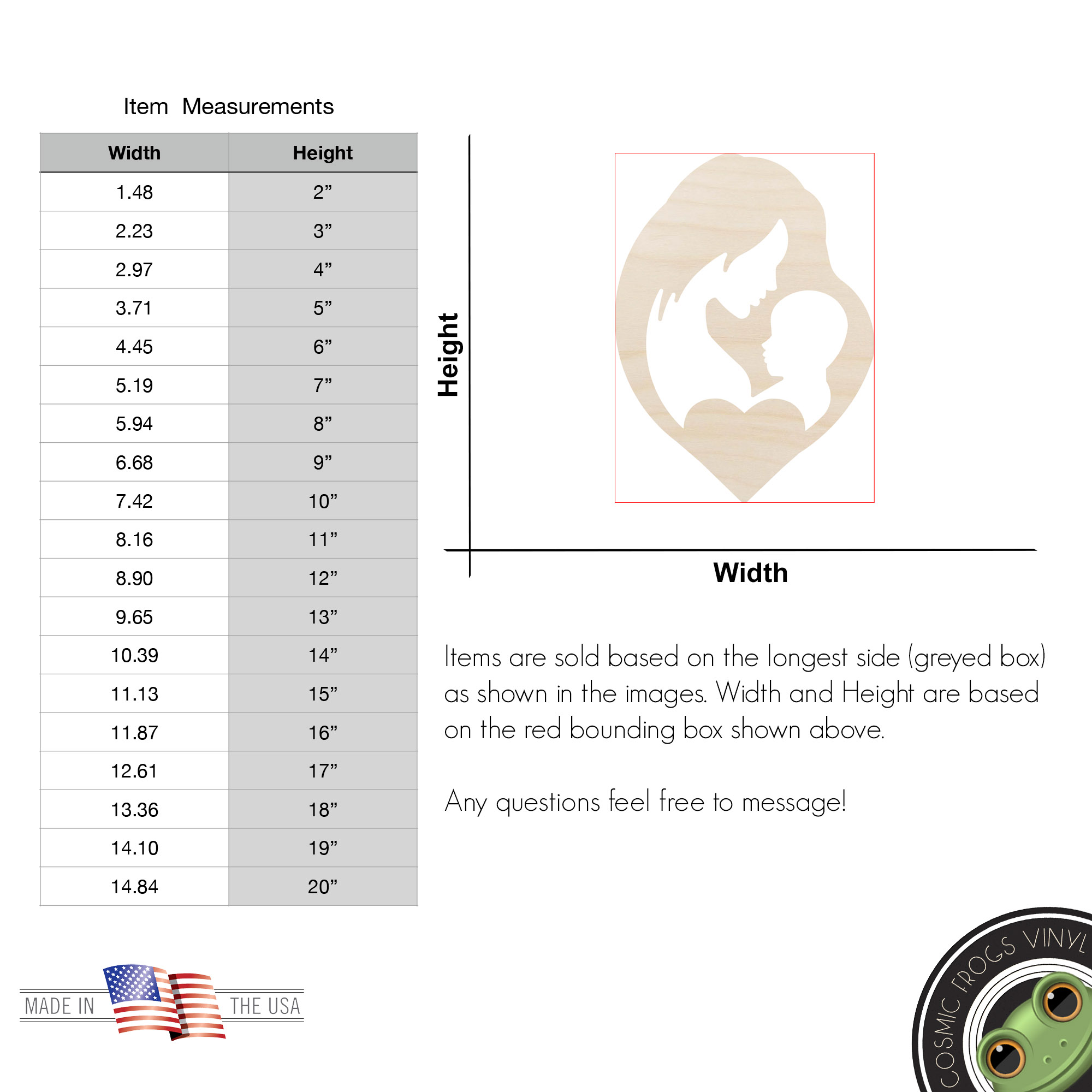 Mother and Baby Heart Laser Cut Out Unfinished Wood Shape Craft Supply