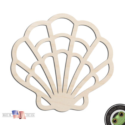 Scallop Shell Outline Laser Cut Out Unfinished Wood Shape