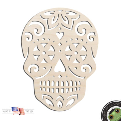 Sugar Skull #2 Laser Cut Out Unfinished Wood Shape Craft Supply