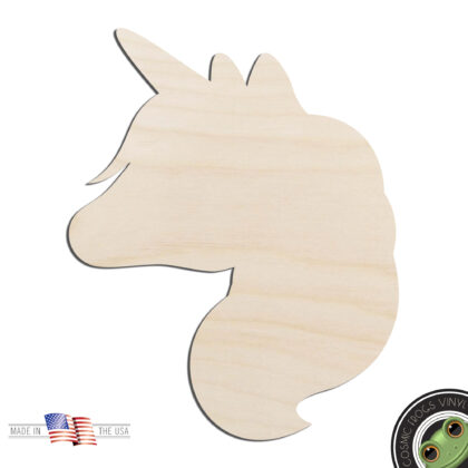 Cute Unicorn Head #1 Laser Cut Out Unfinished Wood Shape Craft