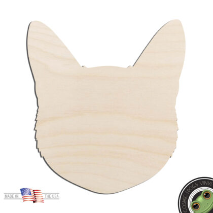 Cat Head Silhouette Laser Cut Out Unfinished Wood Shape Craft Supply