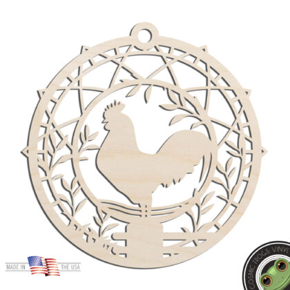 Chicken Rooster Sun Catcher Dream Catcher Laser Cut Out Unfinished Wood Shape Craft Supply