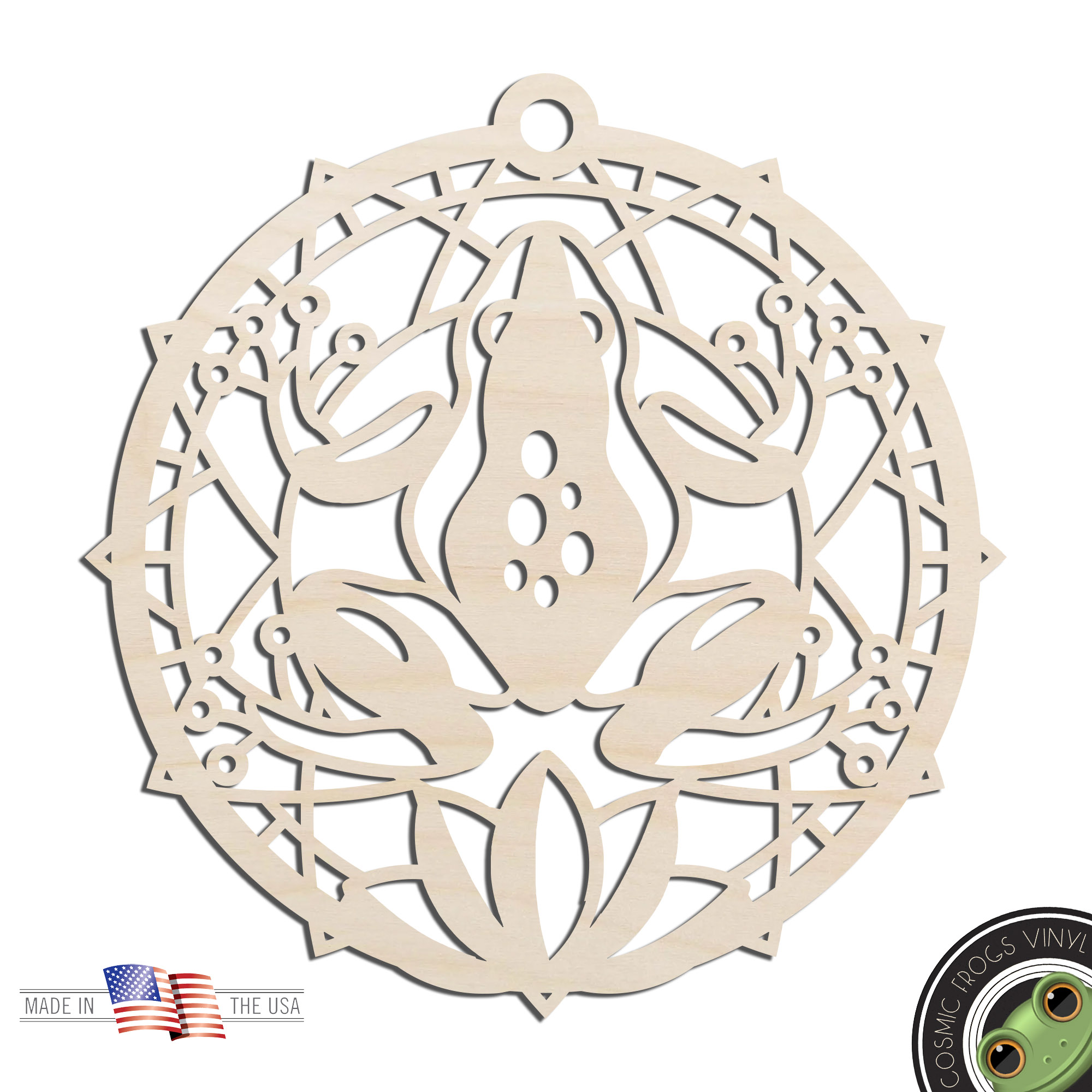 Frog Sun Catcher Dream Catcher Laser Cut Out Unfinished Wood Shape Craft Supply