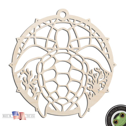 Sea Turtle Sun Catcher Dream Catcher Laser Cut Out Unfinished Wood Shape Craft Supply